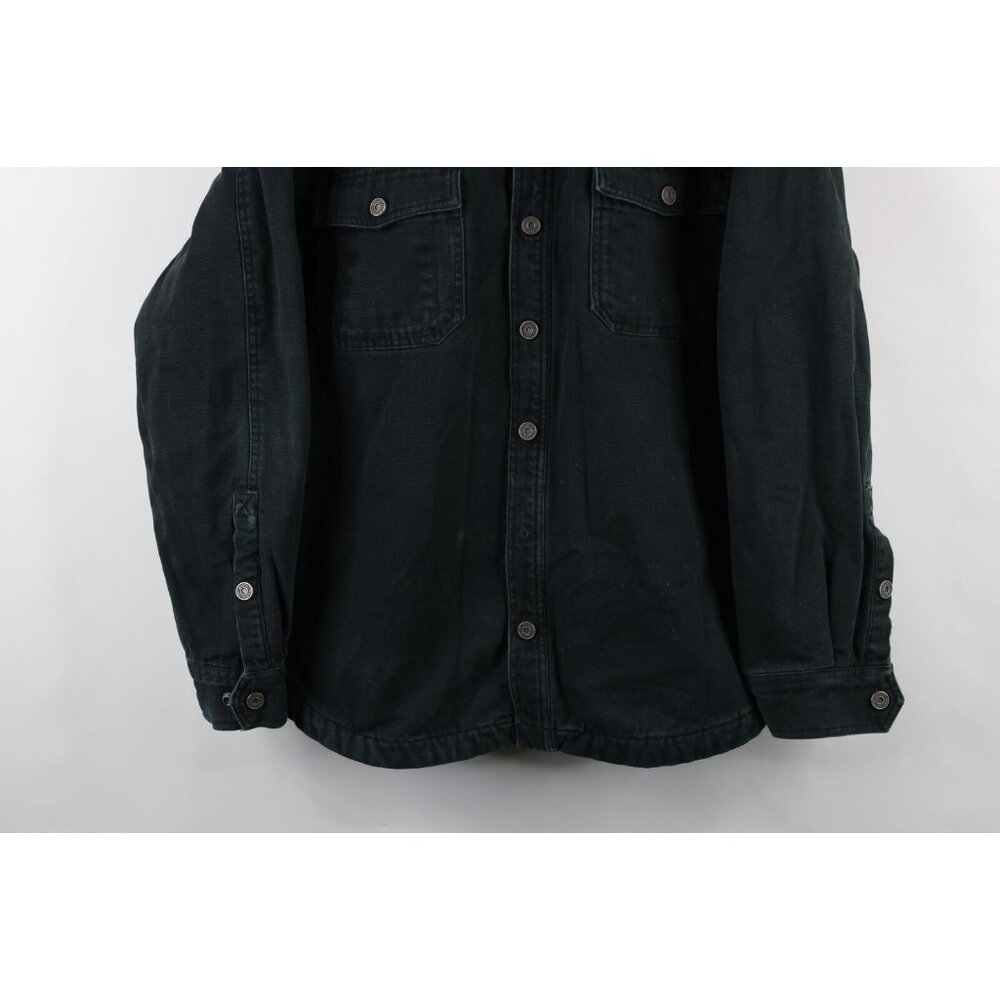 Duluth Trading Co Mens Large Distressed Fleece Lined Canvas Button Shirt Jacket - Picture 3 of 16